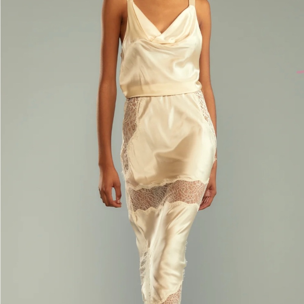 Elegant Cream Lace Slip Dress